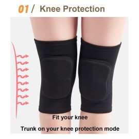 Sujayu Knee Pads For Women, Dance Knee Pads Wrestling Knee Pads Basketball Knee Pads Volleyball Knee Pads For Women, Knee Protector Soft Knee Pads For Work (Black, S)