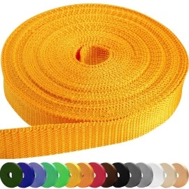 Teceum 1 Inch Webbing - Orange Yellow - 50 Yards - 1A Webbing For Climbing Outdoors Indoors Crafting