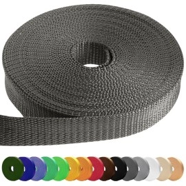 Teceum 1 Inch Webbing - Charcoal - 25 Yards - 1A Webbing For Climbing Outdoors Indoors Crafting Diy