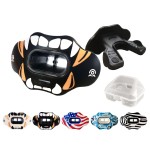 Coollo Sports Lip Guard Mouthguard Maxx/Might Football And High Impact Sports Lip Protector For Adults & Youth (Strap Included) (Golden White Fangs -(One Layer), With Case (Adult 8+))