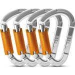 Fvw 4 Pieces Heavy Duty Climbing Carabiners, 25Kn Auto Locking Rock Climbing Carabiners Clips For Hammocks, Swing, Locking Dog Leash And Harness, Camping, Hiking & Utility (Silver)