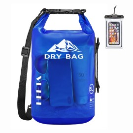 Heeta Waterproof Dry Bag For Women Men, 5L/ 10L/ 20L/ 30L/ 40L Roll Top Lightweight Dry Storage Bag Backpack With Phone Case For Travel, Swimming, Boating, Kayaking, Camping And Beach (Navy Blue, 10L)