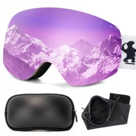 Ski Goggles For Men Women - Otg Snowboard Goggles With Framless Anti-Fog Spherical Lens