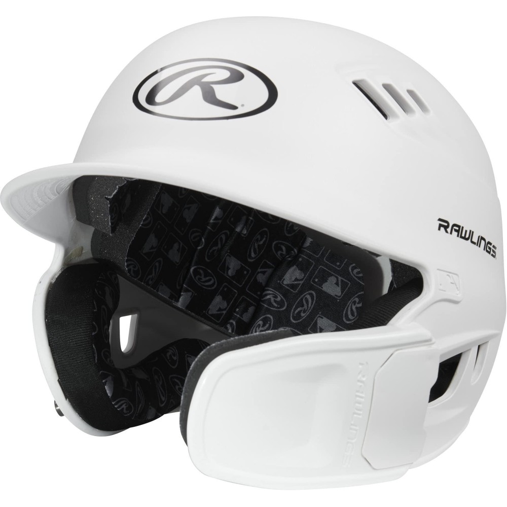 Rawlings R16 Reversible Ext Matte Batting Helmet Reversible Face Guard Senior Matte White