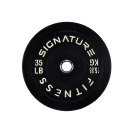Signature Fitness 2 Olympic Bumper Plate Weight Plates With Steel Hub, 35Lb Single, Black