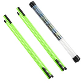 Rhino Valley Golf Alignment Sticks - 2 Pack Collapsible Golf Practice Rods For Aiming, Putting, Full Swing Trainer, Posture Corrector With Clear Tube Case, Portable Golf Training Equipment, Green