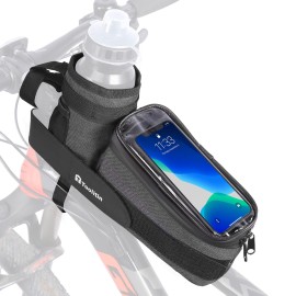 Toolitin Bike Phone Front Frame Bag With Water Bottle Holder Bag, Removable Insulated Handlebar Bottle Cup Bag With Tighter Buckle, Bicycle Phone Bag For Mountain