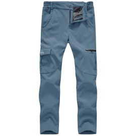 Tbmpoy Women'S Skiing Hiking Cargo Pants Outdoor Waterproof Windproof Softshell Fleece Snow Pants Stone Blue M