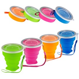 Guyuyii Ultimate Collapsible Cup 4-Pk - Experience The Freedom Of 7.1 Oz Silicone Folding Cup - Unleash The Convenience On-The-Go - Foldable Cup For Your Adventures: Traveling, Camping, Hiking