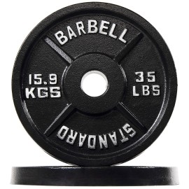 Balancefrom Cast Iron Plate Weight Plate For Strength Training And Weightlifting, Olympic Size, 2-Inch Center, 35Lb Pair