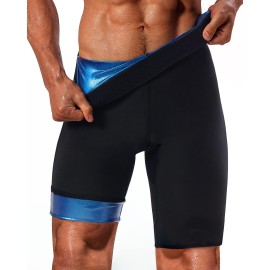 LMCOB Sauna Sweat Short Pants for Men Hot Thermo Leggings Sauna Tight Pants Compression Hight Waist Pants Workout Body Shaper Sauna Suit(BH70011-01-S)