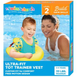 SwimSchool Ultra Swim Trainer - Heavy Duty Toddler Swim Vest Floatie - Comfortable Sweater-Fit Design with Adjustable Safety Seat - Seafoam Blue Lemon