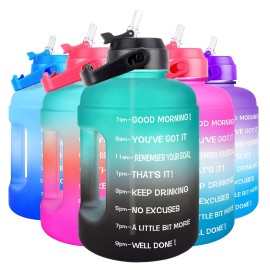 Buildlife Motivational Water Bottle 22L - Large Capacity Water Jug With Straw & Time Marker & Bpa Free Ensure Enough Water-Drinking Throughout The Day (Greend-Black, 22L)
