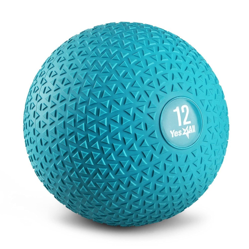 Yes4All Fitness Slam Medicine Ball Triangle 12Lbs For Exercise, Strength, Power Workout Workout Ball Weighted Ball Exercise Ball Trendy Teal