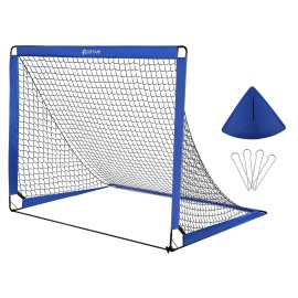 Extfans Soccer Goal For Kids, 95Mm Fiberglass Poles Soccer Net With Carry Bag For Backyard, 5 X 4 Foldable Portable Training Goals For Soccer, 1 Pack (Blue)