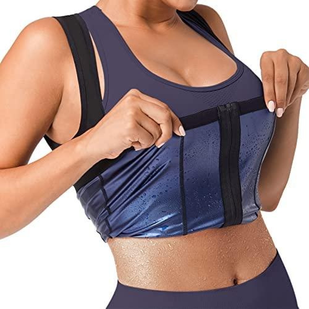 Feelingirl Sauna Vest For Women Weight Loss Sweating Sauna Shirt Body Shaper Suit With Zipper