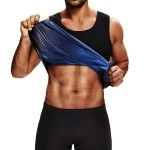 Feelingirl Sauna Vest For Men Hot Neoprene Waist Trainer Gym Workout Sauna Suit Pullover Blue Small