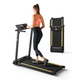 Urevo 2.25Hp Folding Treadmill For Home With 12 Hiit Modes, Compact Mini Treadmill For Home Office, Space Saving Small Treadmill With Large Running Area, Lcd Display, Easy To Fold (Black)