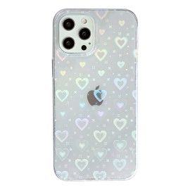 Caseative Love Heart Laser Bling Glitter Clear Soft Compatible With Iphone Case For Women Girls (Clear,Iphone 11 Pro)