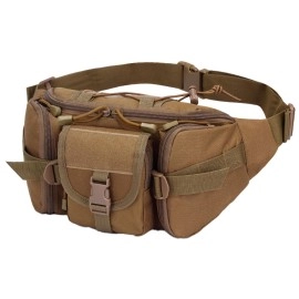 Azarxis Tactical Waist Pack Military Fanny Packs Hip Belt Bag Pouch Tool Organizer For Outdoor Hiking Climbing Fishing Hunting Bum Bag (Khaki)