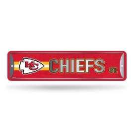 Rico Industries Nfl Kansas City Chiefs Home Dacor Metal Street Sign (4 X 15) - Great For Home, Office, Bedroom, & Man Cave - Made