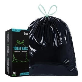 Triptips Portable Toilet Bags 20 Count Drawstring 8 Gallon Camping Toilet Bags Toilet Waste Bags Leak-Proof Toilet Liners, Trash Bags For Camping, Hiking, Traveling