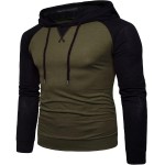 Qpngrp Mens Raglan Long Sleeve Pullover Hoodie Shirt B03 Army X-Large