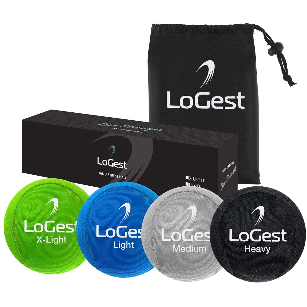 Logest Hand Stress Ball - Stress Reliever and Hand Exercise Ball - Stress Balls for Adults to Strengthen Grip Reduce Carpal Tunnel Pain Anxiety Finger Hand Arm Workout Therapy Ball 5 Levels Available