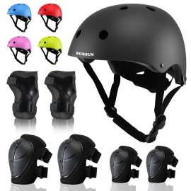Bursun Kids Bike Helmet With Protective Gear Set Ventilation & Adjustable Toddler Helmet For Ages 8-14 Kids Boys Girls Multi-Sport Helmet For Bicycle Skate Scooter, 5 Colors