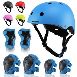 Bursun Kids Bike Helmet With Protective Gear Set Ventilation & Adjustable Toddler Helmet For Ages 8-14 Kids Boys Girls Multi-Sport Helmet For Bicycle Skate Scooter, 5 Colors