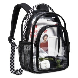 Light Flight Clear Backpack Mini Transparent Backpack Stadium Approved See Through Backpack For Work, Festivals, Sport Event, Black