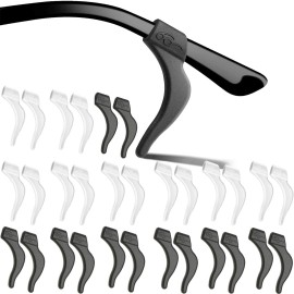Molderp Eyeglass Ear Grips - 15 Pairs Glasses Anti-Slip , Comfortable Silicone Elastic Eyeglasses Temple Tips Sleeve Retainer, Prevent Eyewear Sunglasses Spectacles Glasses Slipping (Clear,Black)