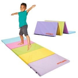 Flybar Tumbling Mat - Gymnastics Mat, Easy To Clean Gym Mat, Sturdy, Foldable Tumbling Mat For Kids, Padded, Lightweight, Portable, Carrying Handle, Gymnastics Equipment For Activity Play