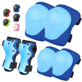 Giemit Kids Knee Pads Elbow Pads Ages 3-7 Toddler Boys Girls Kids, 6 In 1 Protective Gear Safety Set With Wrist Guard For Skating Cycling Scooter Bike Ski Skateboard Riding Sports
