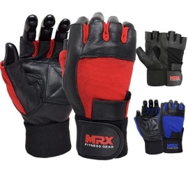MRX Weight Lifting Gloves Gym Fitness Exercise Bodybuilding Workout Powerlifting Red (Medium)