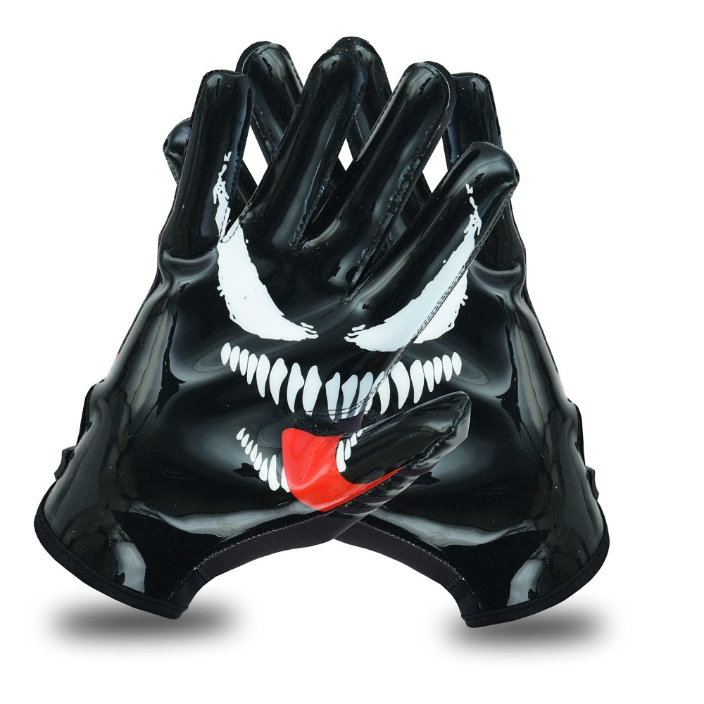 Taqcha Youth Villain Football Gloves - Tacky Grip Skin Tight Youth Football Gloves - Pro Elite Super Sticky Receiver Football Gloves - Youth Sizes (Youth Xs - S)