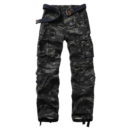 Akarmy Mens Casual Cargo Pants Military Army Camo Combat Work Pants With 8 Pockets 3357 Dark Camo 40