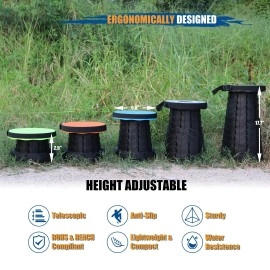 AllynX Collapsible Telescoping Portable Stool, Upgraded Adjustable Telescopic Retractable Folding Stool Heavy Duty, Foldable Lightweight and Sturdy, for Adult Gifts Fishing Travel Outdoor and Indoor