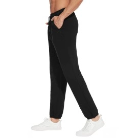 Sevego Lightweight Mens Sweatpants 303234 Tall Inseam Cotton Soft Jogger With Zipper Pockets Plus Size Cargo Pants Black