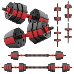 Bierdorf Professional Grade Adjustable Weights Dumbbells Set Of 2 For Home Gym 3 In 1 Used As Barbell, Dumbbell, Push Up Bars 40Lb Free Weights Dumbbells Set For Women And Men