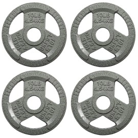 Balancefrom Olympic 2-Inch Cast Iron Plate Weight Plate For Strength Training And Weightlifting, 10-Pound, Set Of 4