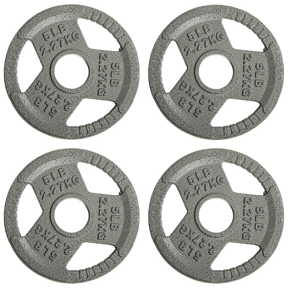 Balancefrom Olympic 2-Inch Cast Iron Plate Weight Plate For Strength Training And Weightlifting, 5-Pound, Set Of 4