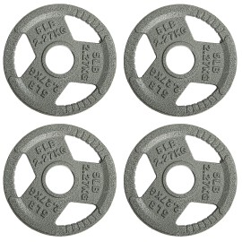 Balancefrom Olympic 2-Inch Cast Iron Plate Weight Plate For Strength Training And Weightlifting, 5-Pound, Set Of 4