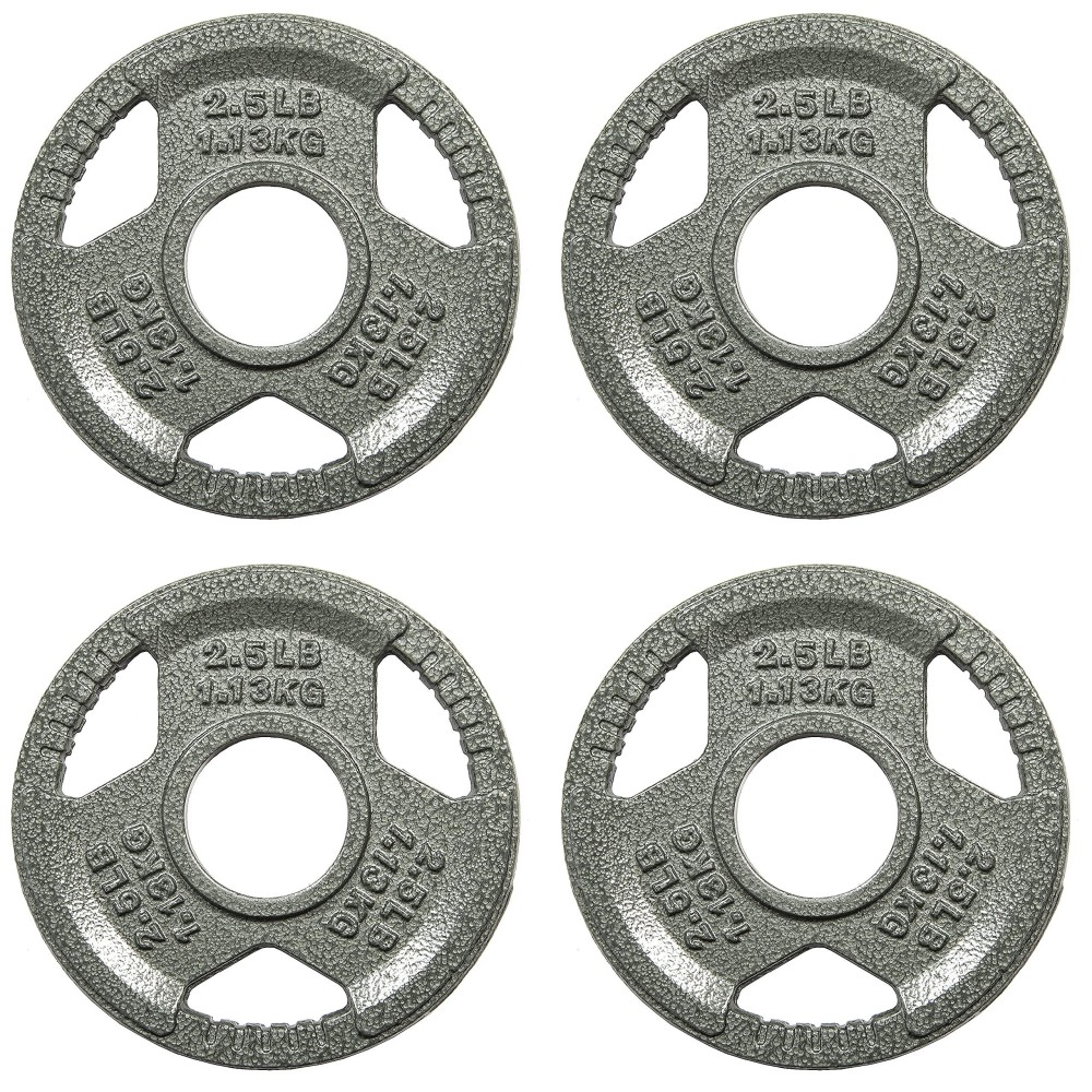 Balancefrom Olympic 2-Inch Cast Iron Plate Weight Plate For Strength Training And Weightlifting, 2.5-Pound, Set Of 4