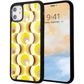 Idocolors Abstract Wavy Cases For Iphone 12 Mini,Shockproof Dustproof Soft Silicone Hard Back Scratch Resistant Girly Serried Cool Trendy Protective Cover Pictorial Design Case