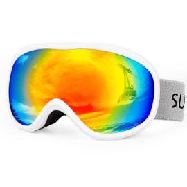 Supertrip Snow Ski Goggles Anti-Fog 100% Uv Protection Snowboard Skiing Goggles (White Frame/Orange Lens (Vlt 30%))