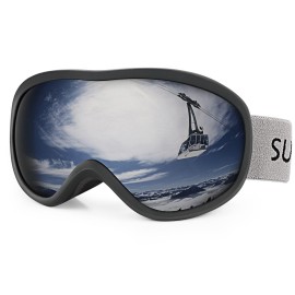 Supertrip Snow Ski Goggles Anti-Fog 100% Uv Protection Snowboard Skiing Goggles (Black Frame/Gray Lens (Vlt 10%))