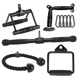 Dynasquare Cable Attachments For Home Gym, Lat Pulldown Attachment, Weight Machine Accessories, Straight Pull Down Equipment, V-Shaped Press Down Bar, Tricep Rope, Exercise & Double D Handle