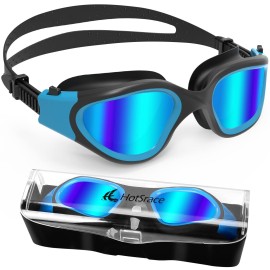 Hotsrace Swimming Goggles Black Blue With Blue Lenses