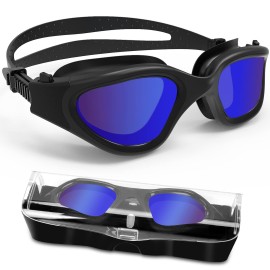 Hotsrace Swimming Goggles Black White With Golden Lenses